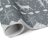 Nordic Sweater Silver Winter Tiere Grau Flannel Geschenkpapier (Rolleneckpunkt)