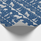 Nordic Sweater Silver Winter Tiere Navy Blue Geschenkpapier (Ecke)