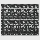 Nordic Sweater Silver Winter Tiere Schwarz Geschenkpapier (Flach)