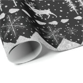 Nordic Sweater Silver Winter Tiere Schwarz Geschenkpapier (Rolleneckpunkt)