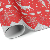 Nordic Sweater Silver Winter Tiere Urlaub Rot Geschenkpapier (Rolleneckpunkt)