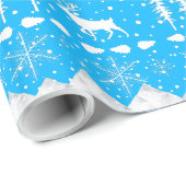 Nordic Sweater Sky Blue & White Winter Animals Geschenkpapier (Rolleneckpunkt)