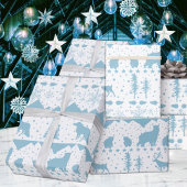 Nordic Sweater Sky Blue Winter Animals White Geschenkpapier