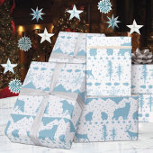 Nordic Sweater Sky Blue Winter Animals White Geschenkpapier