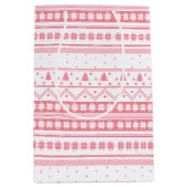 Nordic Sweater Weihnachtsmuster in Weiß und Rosa Mittlere Geschenktüte (Vorderseite)