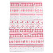 Nordic Sweater Weihnachtsmuster in Weiß und Rosa Mittlere Geschenktüte (Rückseite)