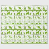 Nordic Sweater White and Lime Green Winter Animals Geschenkpapier (Flach)