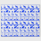 Nordic Sweater White & Royal Blue Winter Animals Geschenkpapier (Flach)
