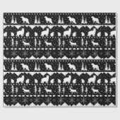Nordic Sweater White Winter Animals Black Geschenkpapier (Flach)