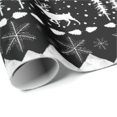 Nordic Sweater White Winter Animals Black Geschenkpapier (Rolleneckpunkt)