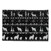 Nordic Sweater White Winter Animals Black Kissenbezug (Rückseite-Links)