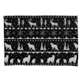 Nordic Sweater White Winter Animals Black Kissenbezug (Vorderseite-Links)