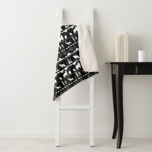 Nordic Sweater White Winter Animals Black Sherpadecke (Beispiel)