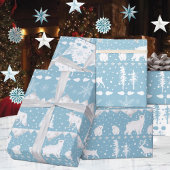 Nordic Sweater White Winter Animals Blue Sky Geschenkpapier