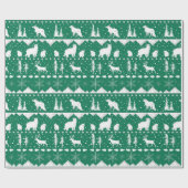 Nordic Sweater White Winter Animals Forest Green Geschenkpapier (Flach)