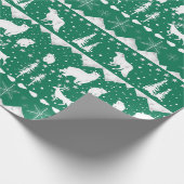 Nordic Sweater White Winter Animals Forest Green Geschenkpapier (Ecke)