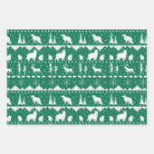 Nordic Sweater White Winter Animals Forest Green Geschenkpapier Set (Vorderseite 3)