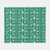 Nordic Sweater White Winter Animals Green Fleecedecke (Vorderseite (Horizontal))