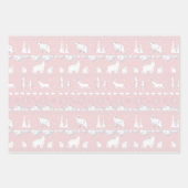 Nordic Sweater White Winter Animals Hübsch Pink Geschenkpapier Set (Vorderseite)