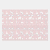 Nordic Sweater White Winter Animals Hübsch Pink Geschenkpapier Set (Vorderseite 3)
