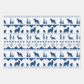 Nordic Sweater White Winter Animals Navy Blue Geschenkpapier Set (Vorderseite)