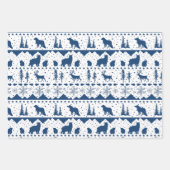 Nordic Sweater White Winter Animals Navy Blue Geschenkpapier Set (Vorderseite)