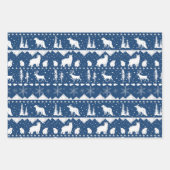 Nordic Sweater White Winter Animals Navy Blue Geschenkpapier Set (Vorderseite)