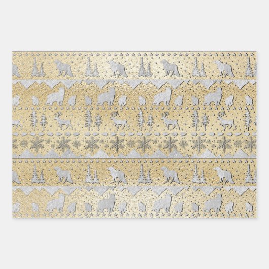 Nordic Sweater Winter Animals aufgezogen Silver Go Geschenkpapier Set (Vorderseite 2)