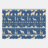 Nordic Sweater Winter Animals Beige & Navy Blue Geschenkpapier Set (Vorderseite 2)