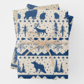 Nordic Sweater Winter Animals Beige & Navy Blue Geschenkpapier Set (Beispiel)