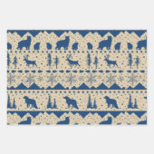 Nordic Sweater Winter Animals Beige & Navy Blue Geschenkpapier Set (Vorderseite 3)