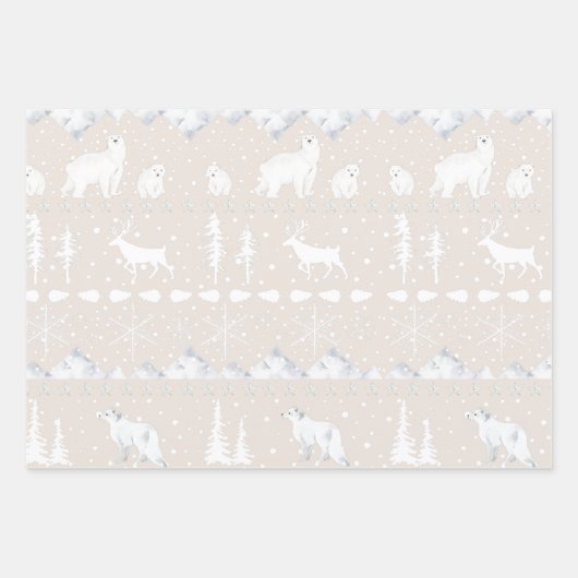 Nordic Sweater Winter Animals Blush Fawn Pink Geschenkpapier Set (Vorderseite 2)