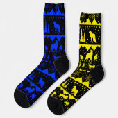 Nordic Sweater Winter Animals Gelb & Blau Socken (Linkes Detail)