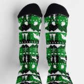 Nordic Sweater Winter Animals Green Buffalo Karier Socken (Oben)