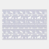 Nordic Sweater Winter Animals Lila Farbtöne Geschenkpapier Set (Vorderseite)