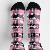 Nordic Sweater Winter Animals Pink Buffalo Kariert Socken (Oben)