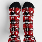 Nordic Sweater Winter Animals Red Buffalo Kariert Socken (Oben)
