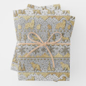 Nordic Sweater Winter Tiere aufgezogen Gold Silver Geschenkpapier Set (Beispiel)