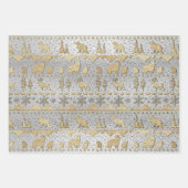 Nordic Sweater Winter Tiere aufgezogen Gold Silver Geschenkpapier Set (Vorderseite 3)