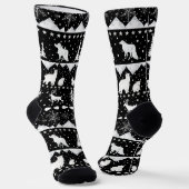 Nordic Sweater Winter Tiere Schwarz-Weiß Socken (Gewinkelt)