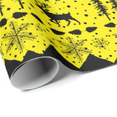 Nordic Sweater Yellow and Black Winter Animals Geschenkpapier (Rolleneckpunkt)