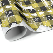 Nordic Sweater Yellow Buffalo Karierte Wintertiere Geschenkpapier (Rolleneckpunkt)