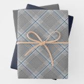 Nordic Tartan Blue Gray Black Pattern Geschenkpapier Set (Beispiel)