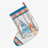 Nordic Tomte Gnome und Schwein im Wald Großer Weihnachtsstrumpf (Rückseite (Hängend))