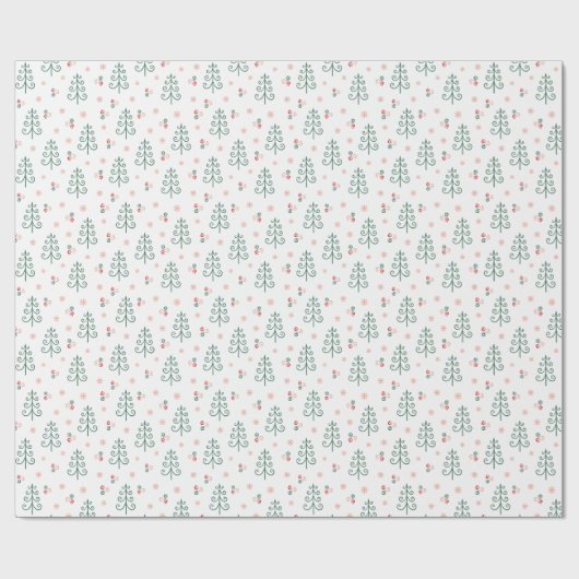 Nordic Tree Pattern Minimalistisches Weihnachtsges Geschenkpapier (Flach)