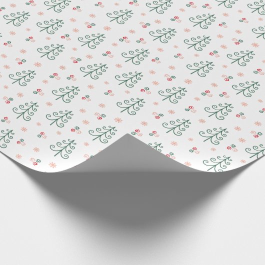 Nordic Tree Pattern Minimalistisches Weihnachtsges Geschenkpapier (Ecke)
