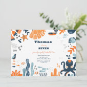 Nordic Under Sea Kindergeburtstag Einladung (Stehend Vorderseite)