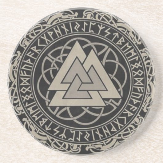 Nordic Viking Norge Rune Valknut Design Getränkeuntersetzer (Vorne)