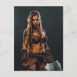 Nordic Viking Shieldmaiden Power Postkarte