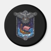 Nordic Viking Ship Raven Magnet (Vorne)
